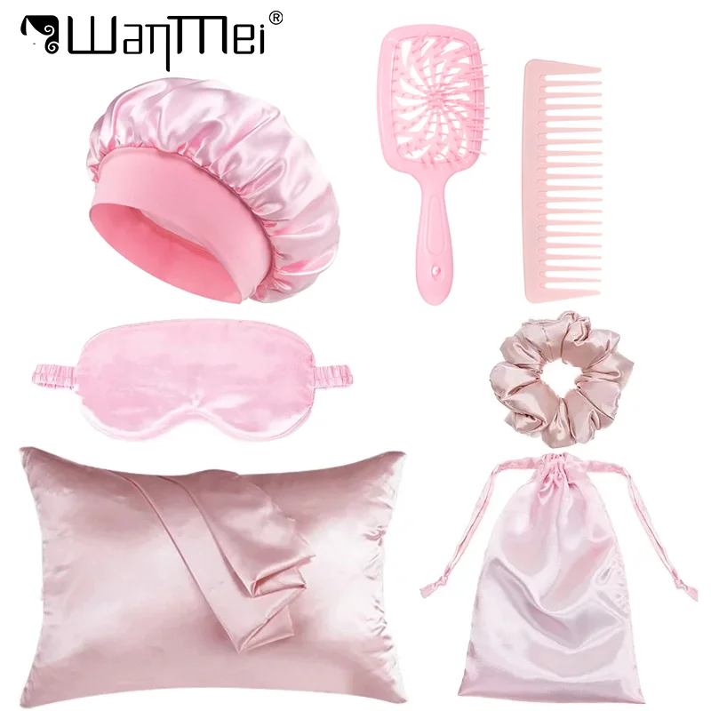 7pcs Hair Care Kit Detangled Hairbrush Satin Pillowcase with Sleeping Band Soft Eye Mask Elegant Bonnet Hair Styling Tools
7pcs Hair Care Kit Detangled Hairbrush Satin Pillowcase with Sleeping Band Soft Eye Mask Elegant Bonnet Hair Styling Tools