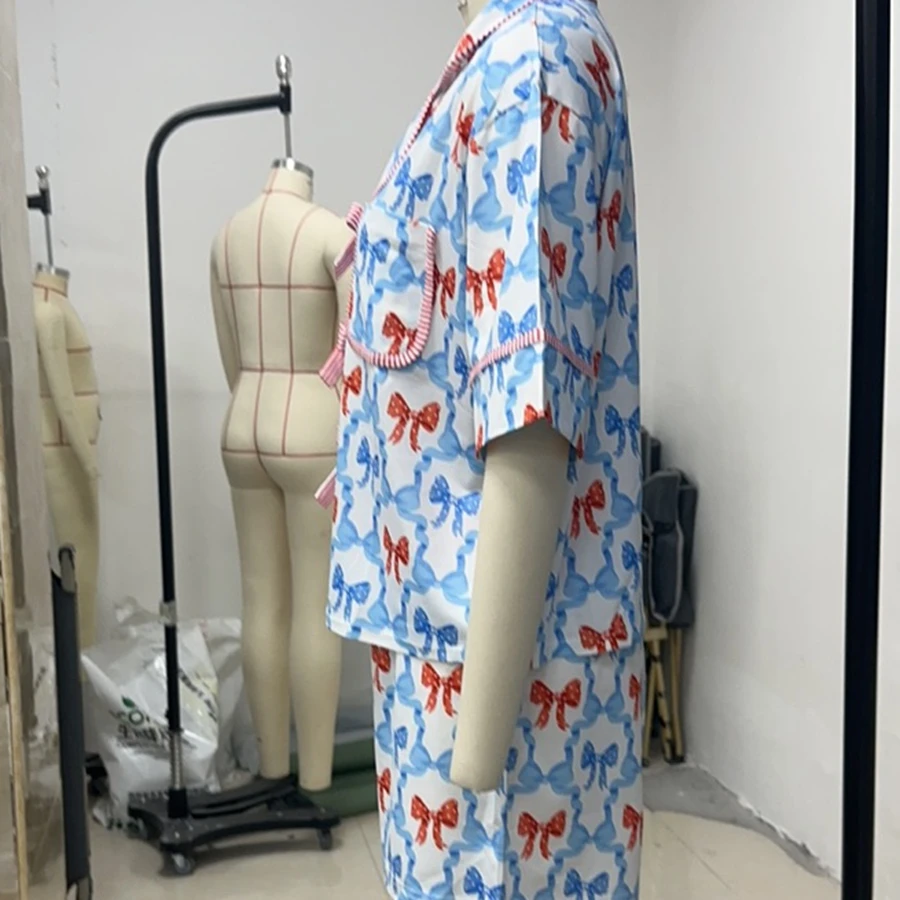 Women’s 2 Piece Pajamas Set Cute Short Sleeve Bow Front Shirt + Elastic Waist Shorts Set Lounge Clothes
Women’s 2 Piece Pajamas Set Cute Short Sleeve Bow Front Shirt + Elastic Waist Shorts Set Lounge Clothes