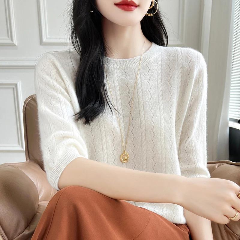 100% Merino Wool Fashion Half Sleeves Sweater O-Neck Soft Pullover Cashmere Basic Versatile Solid Color Casual Clothing Top
100% Merino Wool Fashion Half Sleeves Sweater O-Neck Soft Pullover Cashmere Basic Versatile Solid Color Casual Clothing Top