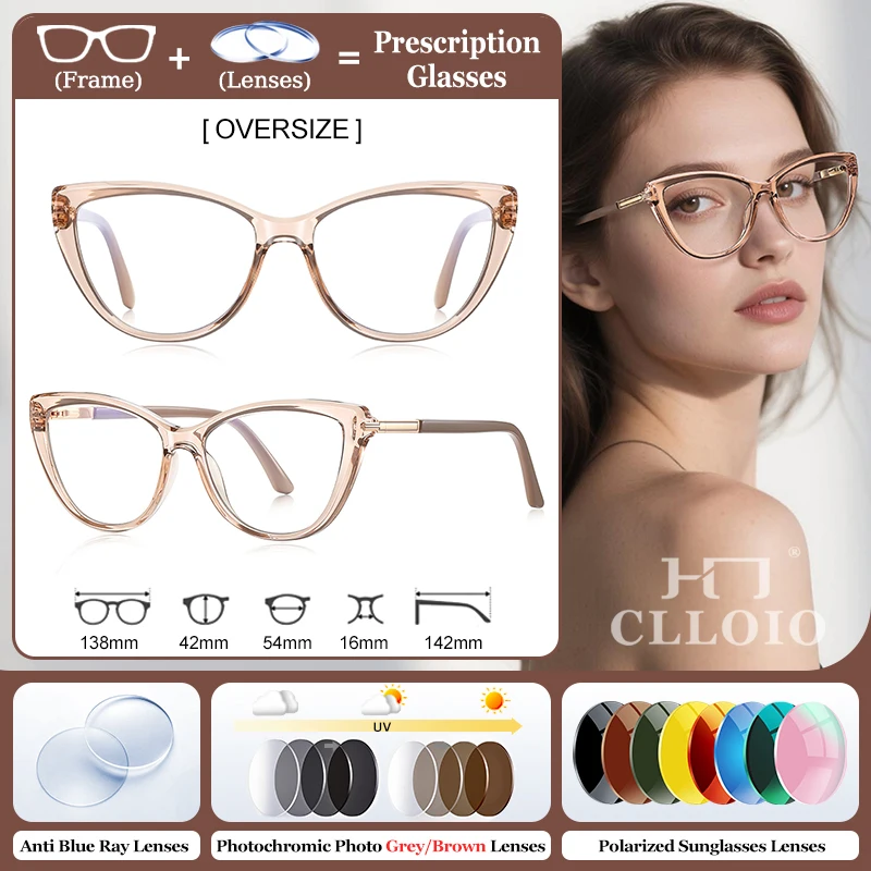 CLLOIO Women's Simple Myopia Reading Prescription Glasses Anti Blue Light Photochromic Sunglasses Progressive Customized Glasses
CLLOIO Women's Simple Myopia Reading Prescription Glasses Anti Blue Light Photochromic Sunglasses Progressive Customized Glasses