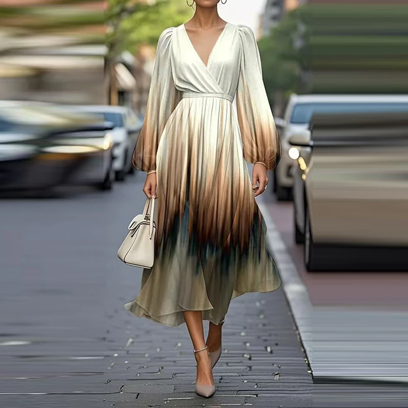 Vintage Pattern Print Lantern Sleeve Long Dresses Womens High Waist V Neck Evening Dress Spring Pleated A-Line Commuting Dresses
Vintage Pattern Print Lantern Sleeve Long Dresses Womens High Waist V Neck Evening Dress Spring Pleated A-Line Commuting Dresses