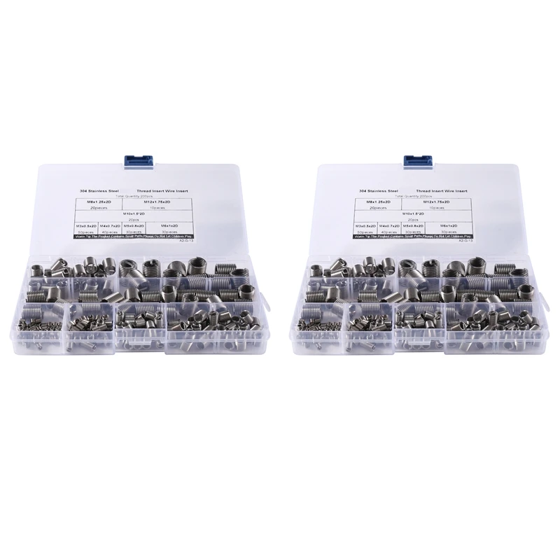 2 Sets 200Pcs Thread Insert Wire Insert Kit M3-M6/M8 M10 M12 Screw Sleeve Thread Recovery Kit Screw Socket Thread Repair Kit
2 Sets 200Pcs Thread Insert Wire Insert Kit M3-M6/M8 M10 M12 Screw Sleeve Thread Recovery Kit Screw Socket Thread Repair Kit