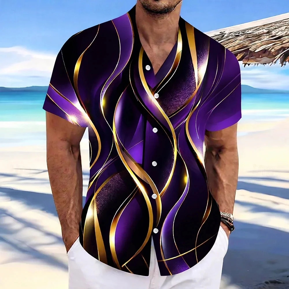Men's summer short sleeved shirt with 3D wave print, lapel button down, casual slim fit top, men's beach party shirt
Men's summer short sleeved shirt with 3D wave print, lapel button down, casual slim fit top, men's beach party shirt