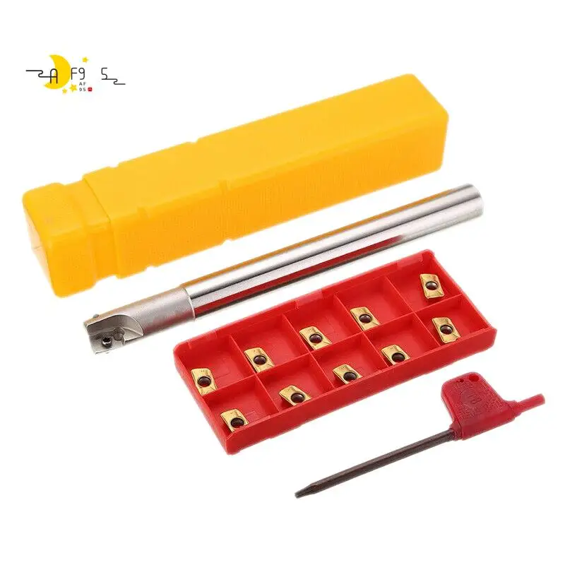 AF95-Bap 300R C14-14-130 Milling Cutter Tool Holder 12 X 130Mm + 10Pcs Apmt1135pder Inserts + Wrench For Cnc Milling Machine
AF95-Bap 300R C14-14-130 Milling Cutter Tool Holder 12 X 130Mm + 10Pcs Apmt1135pder Inserts + Wrench For Cnc Milling Machine