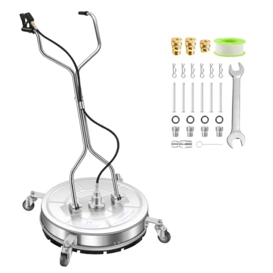 Pressure Washer Surface Cleaner with 4 Wheels - Stainless Steel Dual Handle for Concrete Patio Sidewalk Deck Driveway: Durable
Pressure Washer Surface Cleaner with 4 Wheels - Stainless Steel Dual Handle for Concrete Patio Sidewalk Deck Driveway: Durable