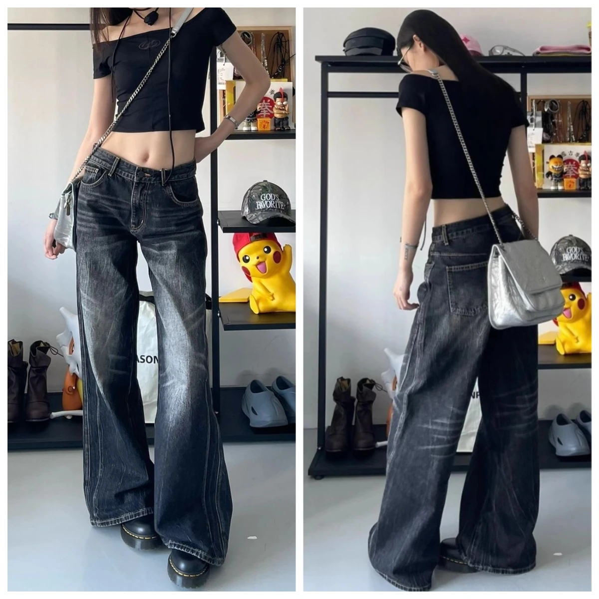 Grunge Black Jeans Women Vintage Oversized Wide Leg Denim Pants Harajuku Gothic High Waist Baggy Straight Trousers New
Grunge Black Jeans Women Vintage Oversized Wide Leg Denim Pants Harajuku Gothic High Waist Baggy Straight Trousers New