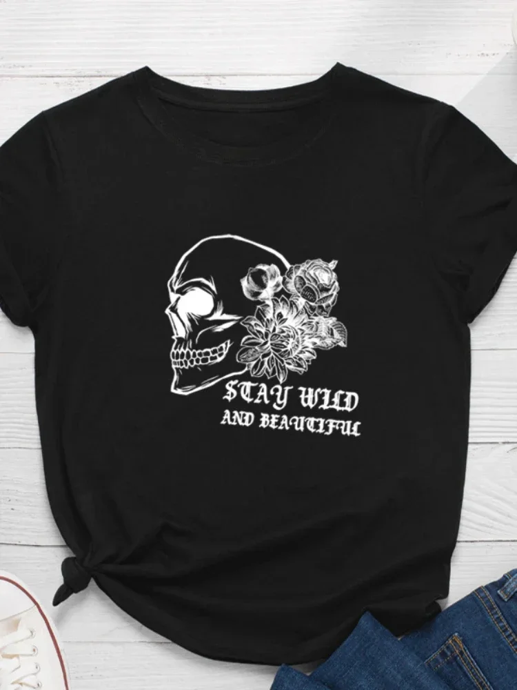 Skull Head Flower Print Women T Shirt Short Sleeve O Neck Loose Women Tshirt Ladies Fashion Tee Shirt Tops Camisetas Mujer
Skull Head Flower Print Women T Shirt Short Sleeve O Neck Loose Women Tshirt Ladies Fashion Tee Shirt Tops Camisetas Mujer