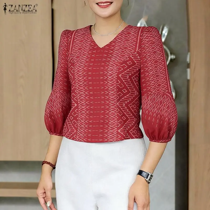 ZANZEA Woman Vintage Ethnic Print Blouses V-Neck 3/4 Lantern Sleeve Princess Seam Short Tops Summer Side Zipper Blusas de Mujer
ZANZEA Woman Vintage Ethnic Print Blouses V-Neck 3/4 Lantern Sleeve Princess Seam Short Tops Summer Side Zipper Blusas de Mujer
