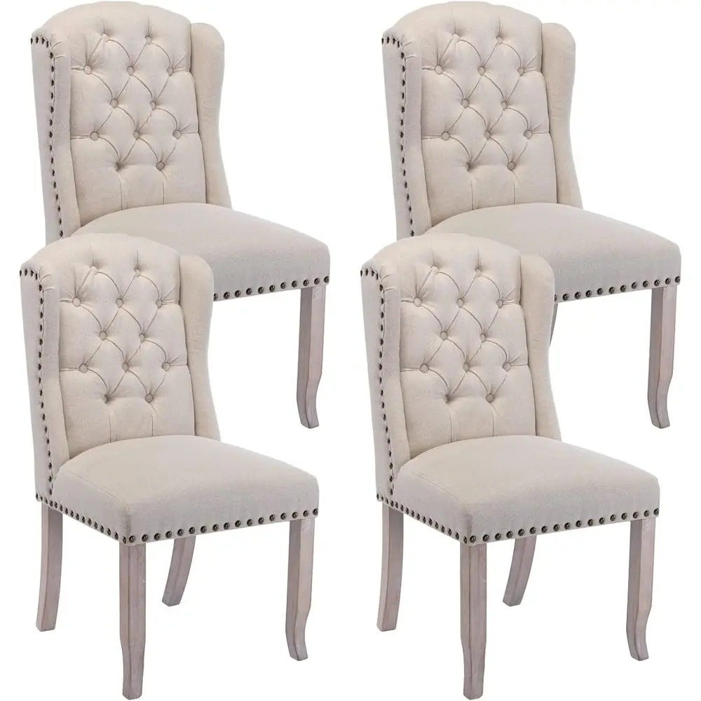 Linen-Upholstered Wingback Dining Chairs Set of 4, Solid Wood, Beige
Linen-Upholstered Wingback Dining Chairs Set of 4, Solid Wood, Beige