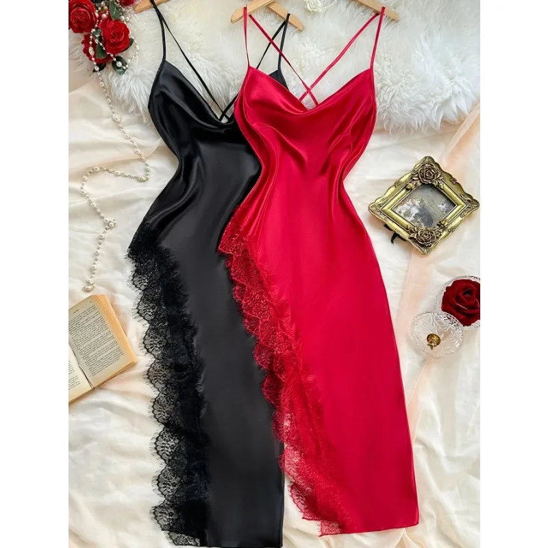 1pcs Smooth Draped Polyester Slip Lingerie Dress Ruched Waist Lace Trim Split Women Romantic Nightwear
1pcs Smooth Draped Polyester Slip Lingerie Dress Ruched Waist Lace Trim Split Women Romantic Nightwear