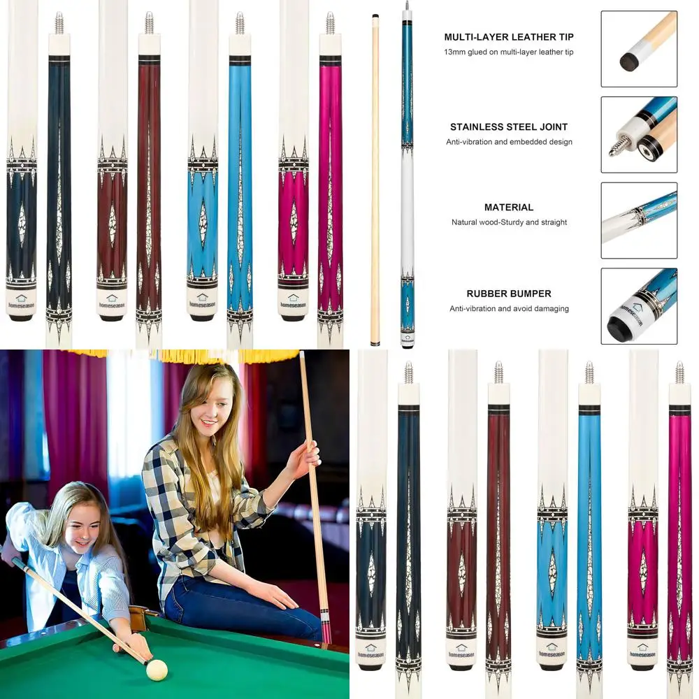 58 Fiber Tip Pool Cue Stick, 13mm Tip, 20oz, 4 Colors, Ideal for Beginners and Home Play
58 Fiber Tip Pool Cue Stick, 13mm Tip, 20oz, 4 Colors, Ideal for Beginners and Home Play