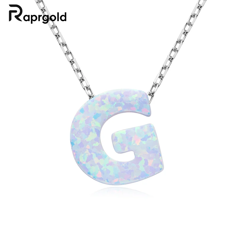 RAPRGOLD 26 Initial Letters Gemstone Opal Pendant Necklaces for Women Real S925 Sterling Silver Chains Wedding Fine Jewelry Gift
RAPRGOLD 26 Initial Letters Gemstone Opal Pendant Necklaces for Women Real S925 Sterling Silver Chains Wedding Fine Jewelry Gift