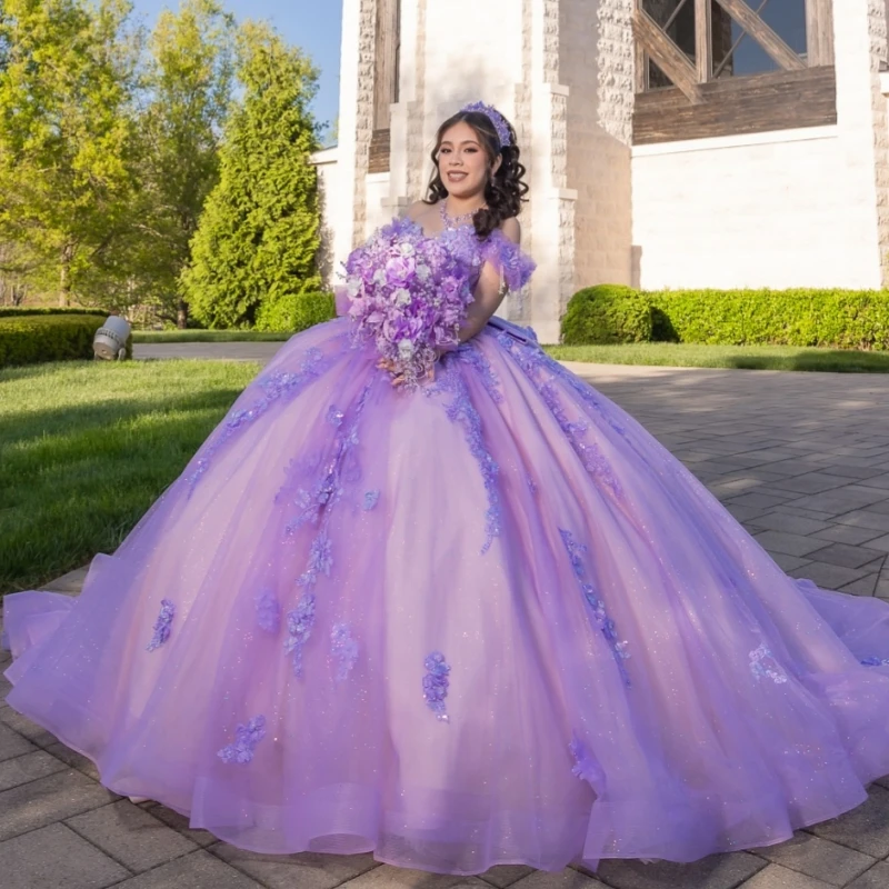 Сиренево-розовое блестящее блестящее платье Quinceanera с открытыми плечами, бальное платье Sweet 16, аппликация, бисер, кристалл, бант, тюль, корсет, день рождения
Сиренево-розовое блестящее блестящее платье Quinceanera с открытыми плечами, бальное платье Sweet 16, аппликация, бисер, кристалл, бант, тюль, корсет, день рождения