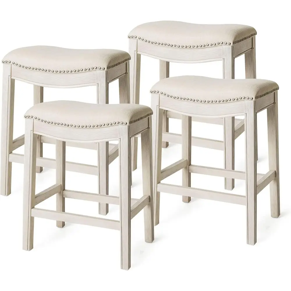 Set of 4, 26 Counter Stools with Footrest, Cream Wood & Fabric Upholstery, Ideal for Kitchen Islands & Counters
Set of 4, 26 Counter Stools with Footrest, Cream Wood & Fabric Upholstery, Ideal for Kitchen Islands & Counters