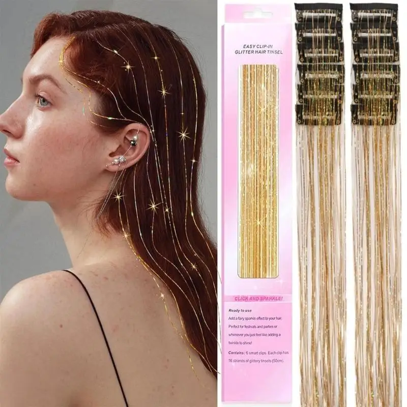 39BD 12 Strand Sparkles Tinsel Hair Extension High Temperature Silk Glitter Filament Hairpieces for Various Outfit Occasion
39BD 12 Strand Sparkles Tinsel Hair Extension High Temperature Silk Glitter Filament Hairpieces for Various Outfit Occasion