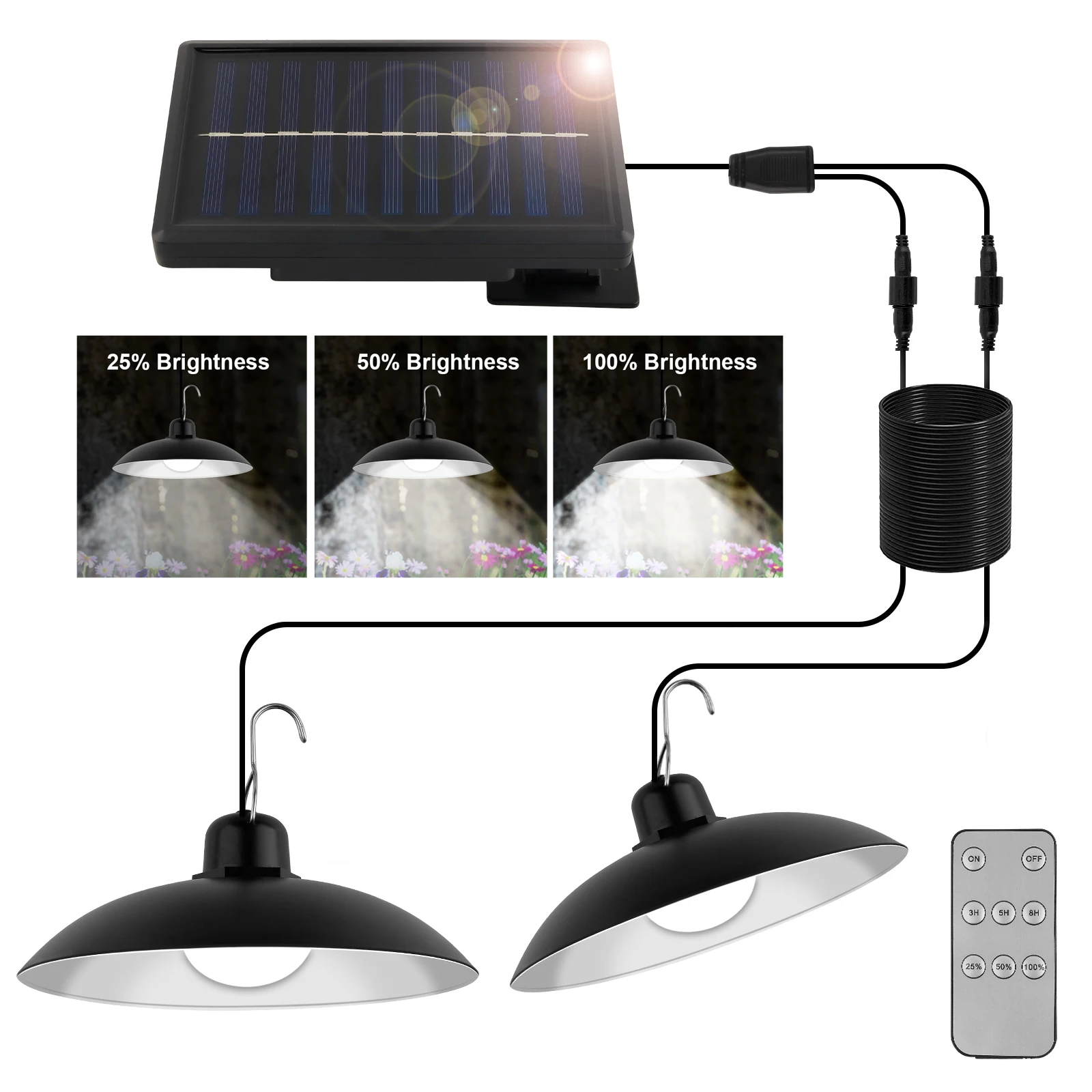 Solar Pendant Light Outdoor Waterproof LED Lamp Double-head Chandelier Decorations with Remote Control for Indoor Shed Barn Room
Solar Pendant Light Outdoor Waterproof LED Lamp Double-head Chandelier Decorations with Remote Control for Indoor Shed Barn Room