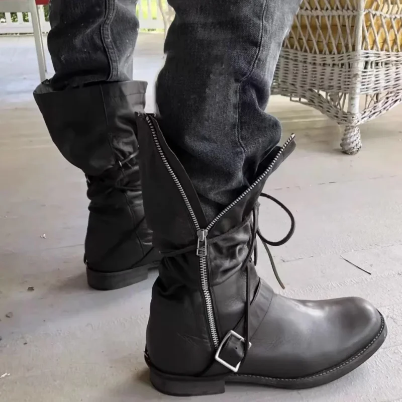 Мужские мотоциклетные ботинки в стиле ретро с боковой молнией, на толстом каблуке, средней высоты, из мягкой кожи, размер 46
Мужские мотоциклетные ботинки в стиле ретро с боковой молнией, на толстом каблуке, средней высоты, из мягкой кожи, размер 46