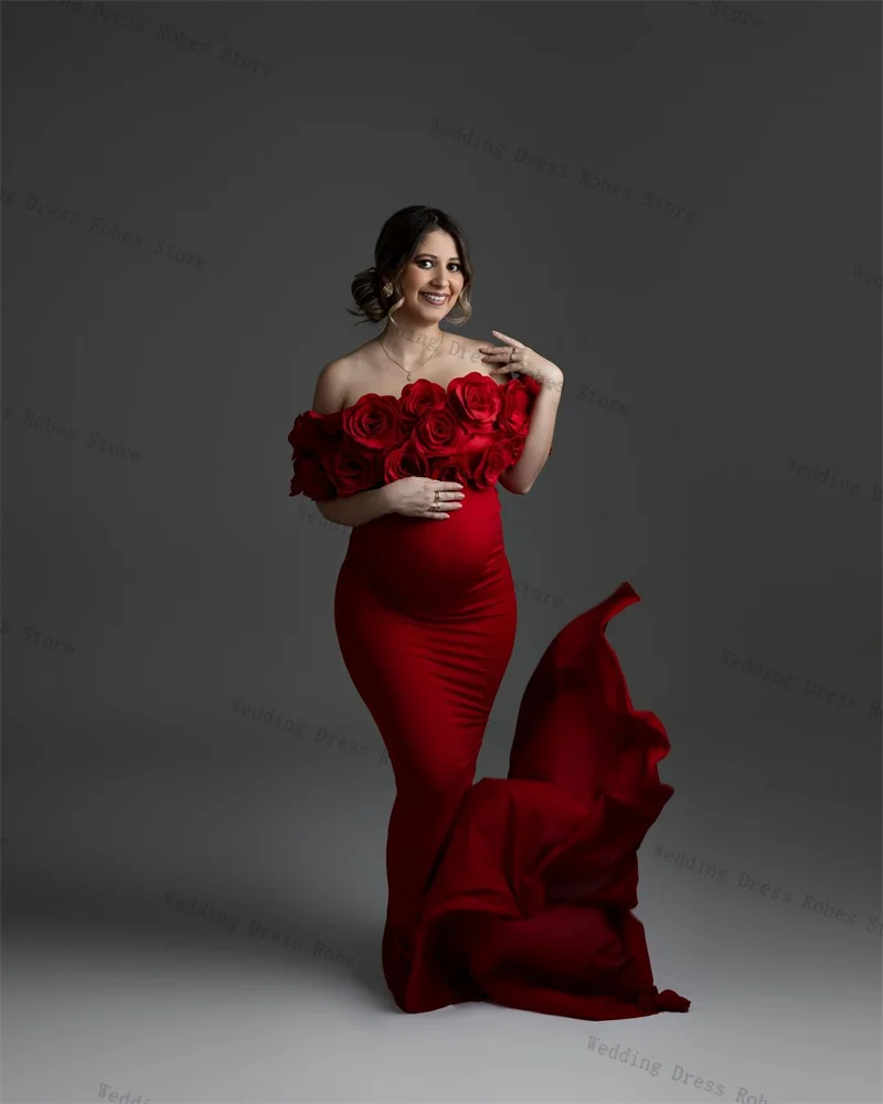 Dark Red Woman Pregnant Prom Dress Sexy Off Shoulder Luxury 3D Flower Mermaid Maternity Robes Evening Gown Sleepwear Customized
Dark Red Woman Pregnant Prom Dress Sexy Off Shoulder Luxury 3D Flower Mermaid Maternity Robes Evening Gown Sleepwear Customized