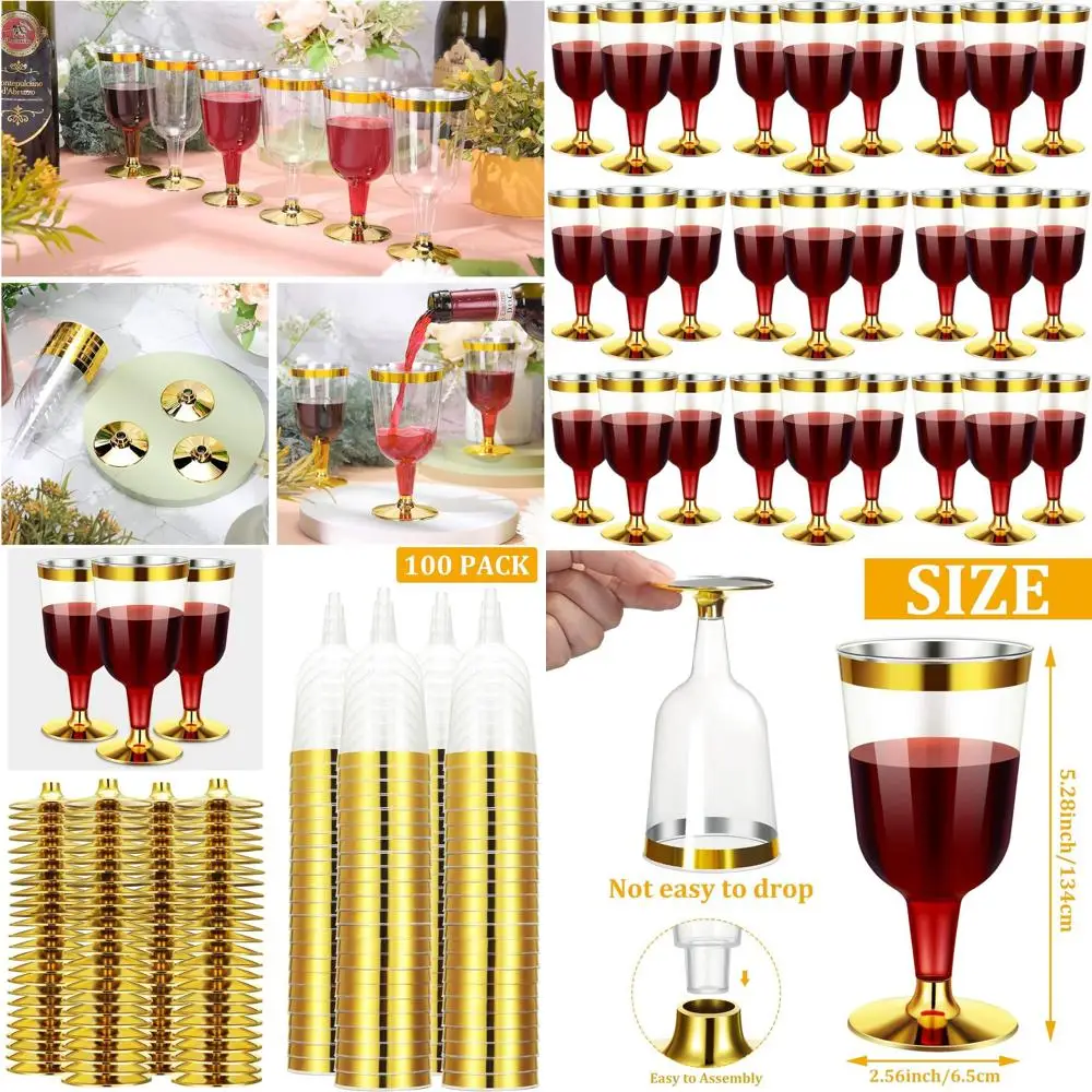 Набор из 100 пластиковых бокалов для вина объемом 7 унций с золотыми ободками для свадеб, вечеринок и тостов
Набор из 100 пластиковых бокалов для вина объемом 7 унций с золотыми ободками для свадеб, вечеринок и тостов