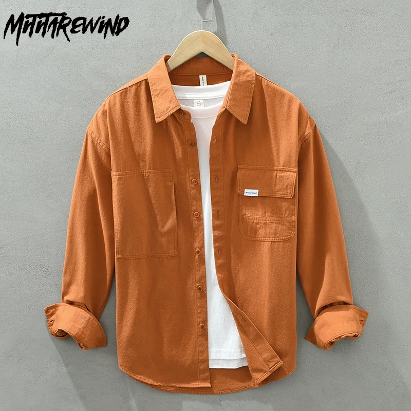 Japanese Fashion Cargo Shirt Men Double Pocket Long Sleeve Shirts Man Spring Autumn Casual Pure Cotton Orange Shirt Loose Shirts
Japanese Fashion Cargo Shirt Men Double Pocket Long Sleeve Shirts Man Spring Autumn Casual Pure Cotton Orange Shirt Loose Shirts