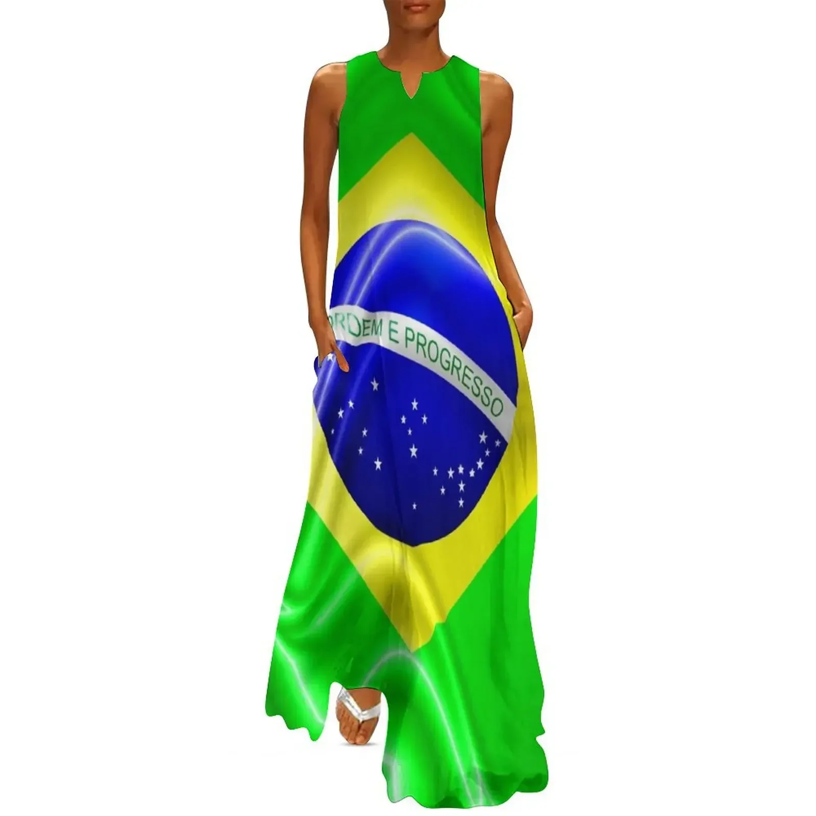 Brazil Flag Waving Silk Fabric Long Dress elegant dress dresses for official occasions Women's summer suit Dress
Brazil Flag Waving Silk Fabric Long Dress elegant dress dresses for official occasions Women's summer suit Dress