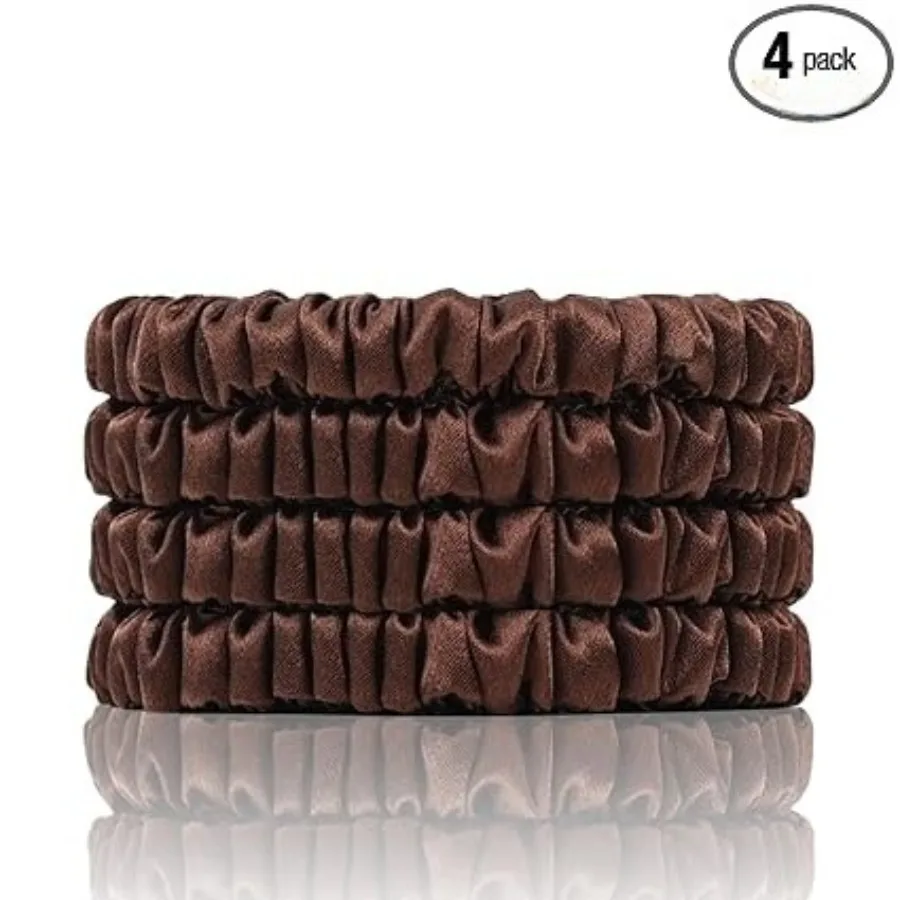 100% Mulberry Silk Scrunchies, 4 PCS, 22 Momme, Brown - Protecting Hair from Damage, for Hair Sleep, Silk Hair Ties Elastics
100% Mulberry Silk Scrunchies, 4 PCS, 22 Momme, Brown - Protecting Hair from Damage, for Hair Sleep, Silk Hair Ties Elastics