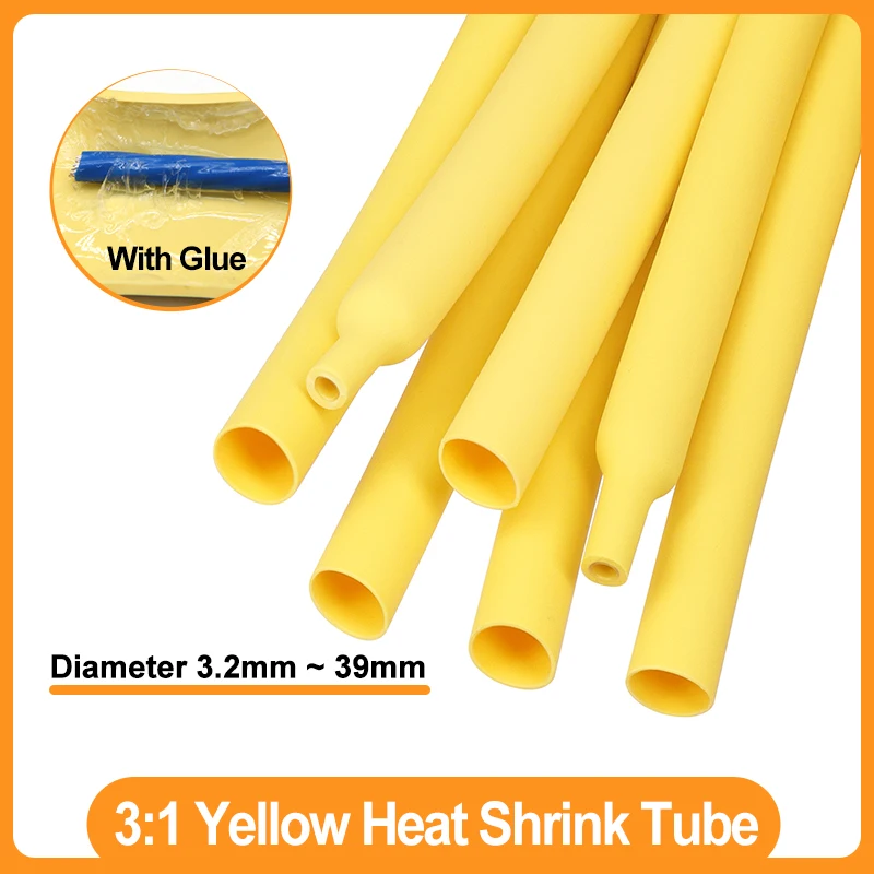 1~10M 3:1 Yellow Heat Shrink Tube With Glue 1.6mm~39mm Dual Wall Adhesive Lined Polyolefin Cable Insulated Waterproof Sleeve
1~10M 3:1 Yellow Heat Shrink Tube With Glue 1.6mm~39mm Dual Wall Adhesive Lined Polyolefin Cable Insulated Waterproof Sleeve