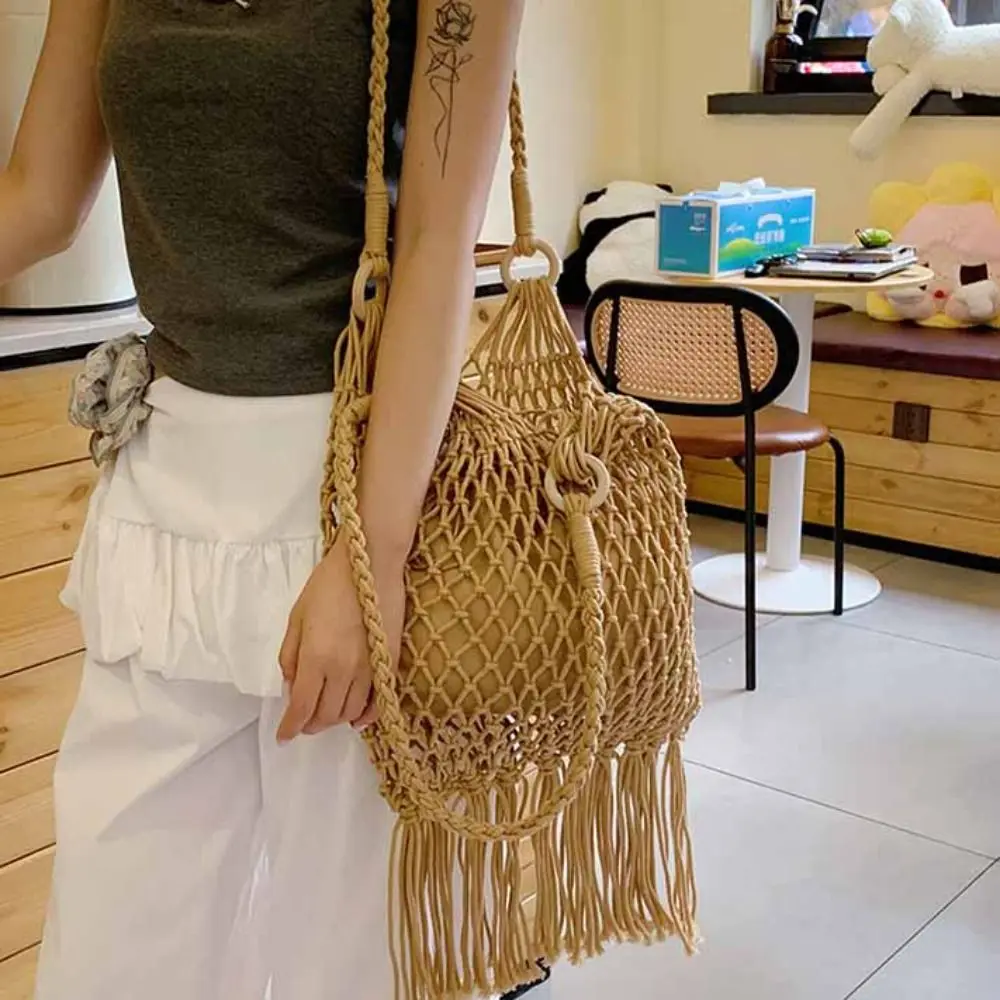 Hollow Out Cotton Thread Woven Bag Tote Bag Beach Handbag Tassel Beach Bag Large Capacity Bucket Bag Hollow Shoulder Bag Summer
Hollow Out Cotton Thread Woven Bag Tote Bag Beach Handbag Tassel Beach Bag Large Capacity Bucket Bag Hollow Shoulder Bag Summer