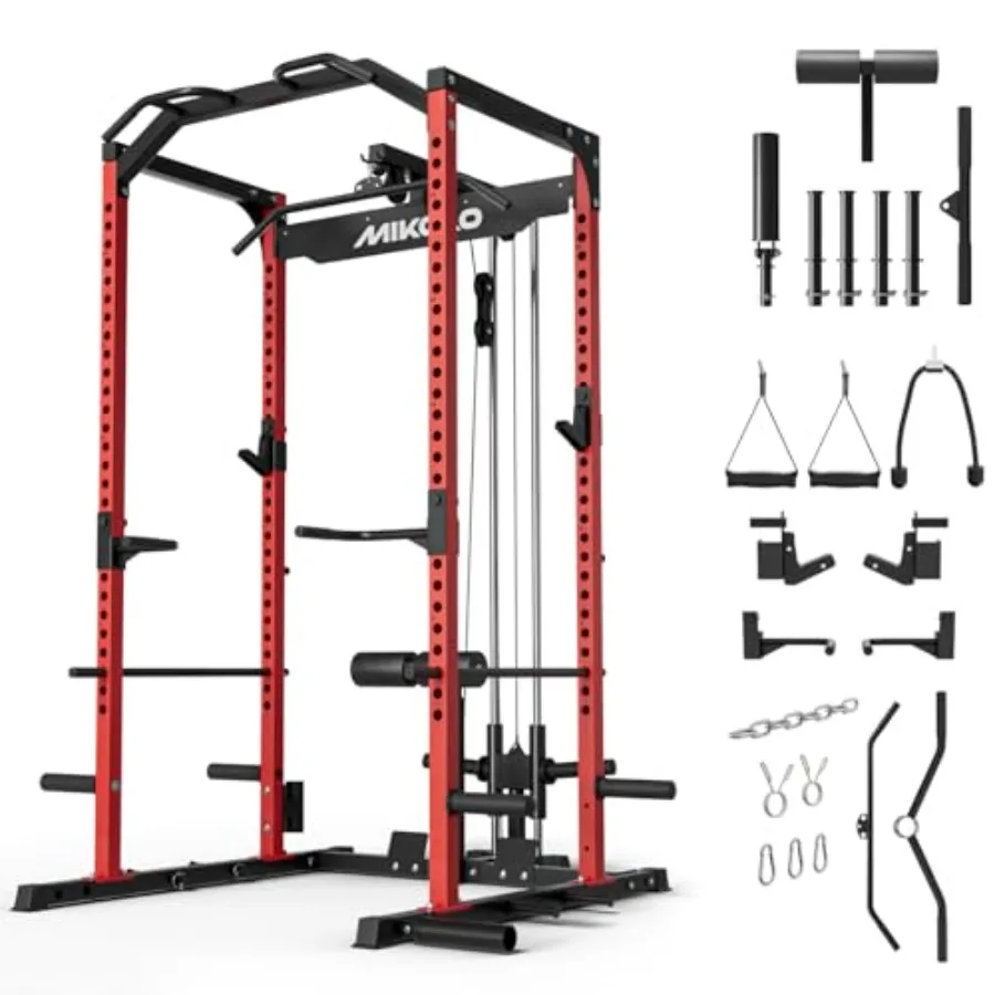 Home gym power cage with steel frame, black finish, dual-track smooth pulley system for heavy LAT pulldowns and leg hold-down s
Home gym power cage with steel frame, black finish, dual-track smooth pulley system for heavy LAT pulldowns and leg hold-down s