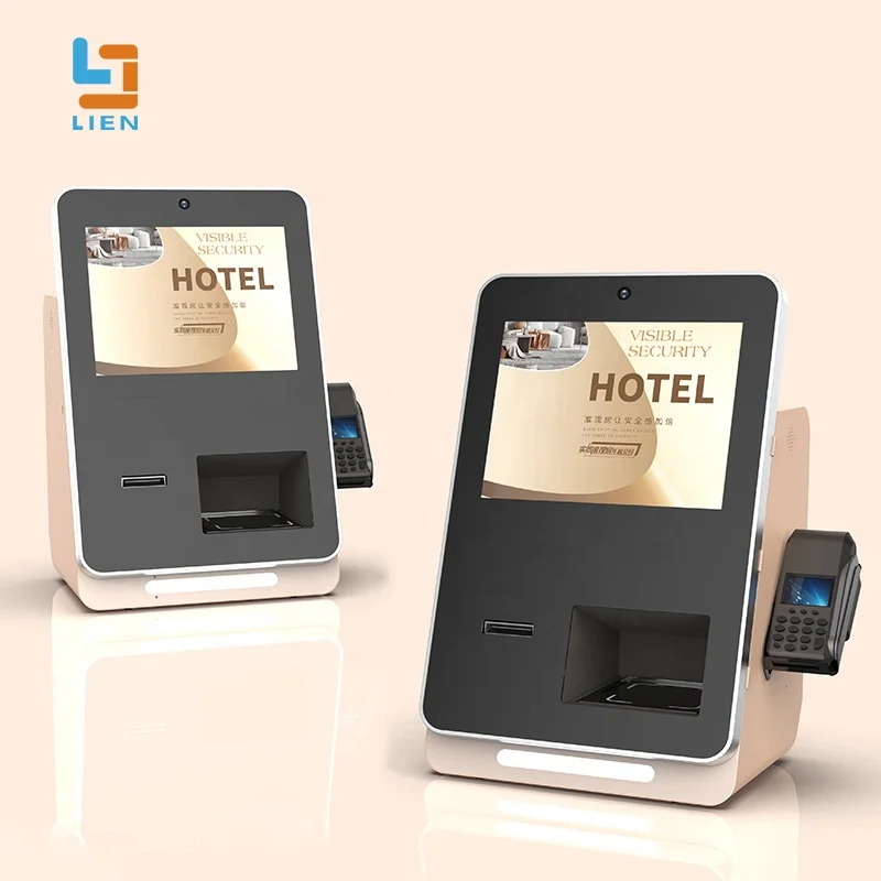 LIEN Automatic Room Key Card Dispense ID Passport Scan Credit Card Cash Payment Tabletop Small Hotel Self Checkin Kiosk
LIEN Automatic Room Key Card Dispense ID Passport Scan Credit Card Cash Payment Tabletop Small Hotel Self Checkin Kiosk