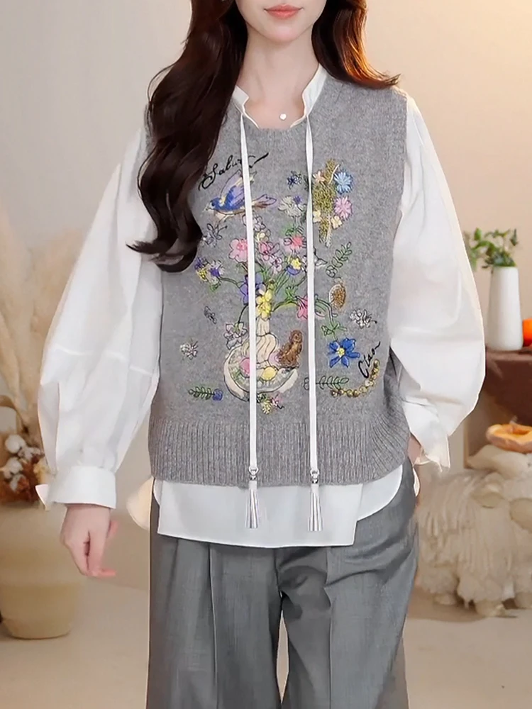 Модный вязаный жилет с вышивкой, плотная вязка, большой размер, универсальный, для осеннего сезона, повседневная одежда
Модный вязаный жилет с вышивкой, плотная вязка, большой размер, универсальный, для осеннего сезона, повседневная одежда