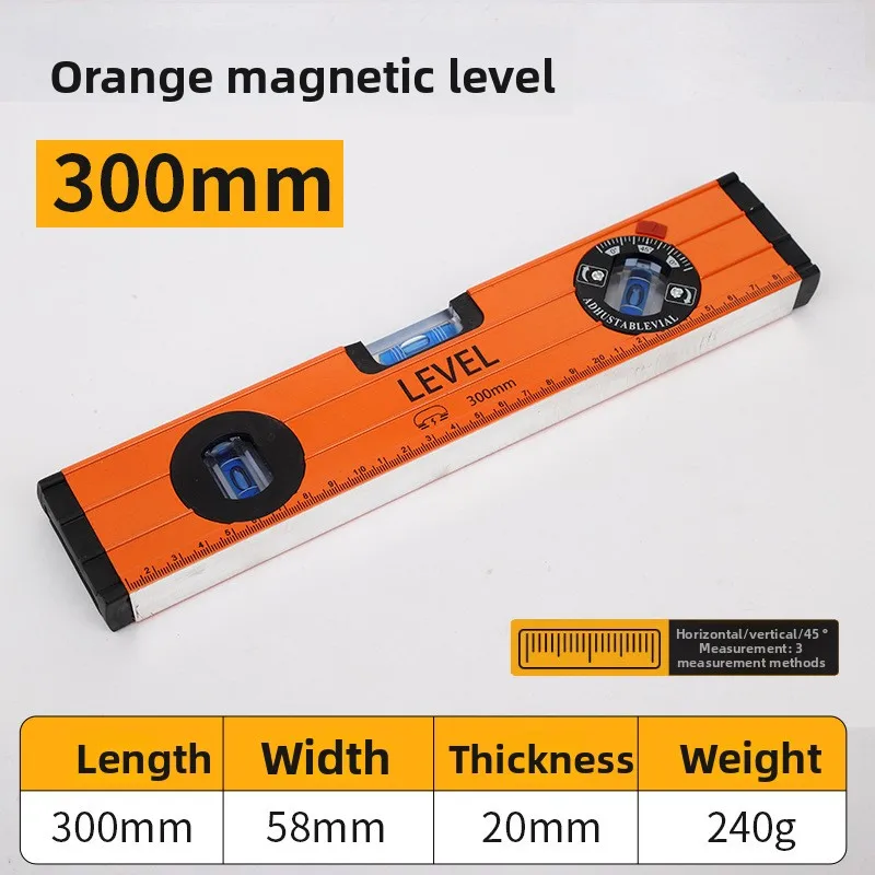 XMSJ 300mm Magnetic Cast Aluminum Level, High Precision Horizontal Ruler, Professional Heavy Duty Measuring Tool for Constructio