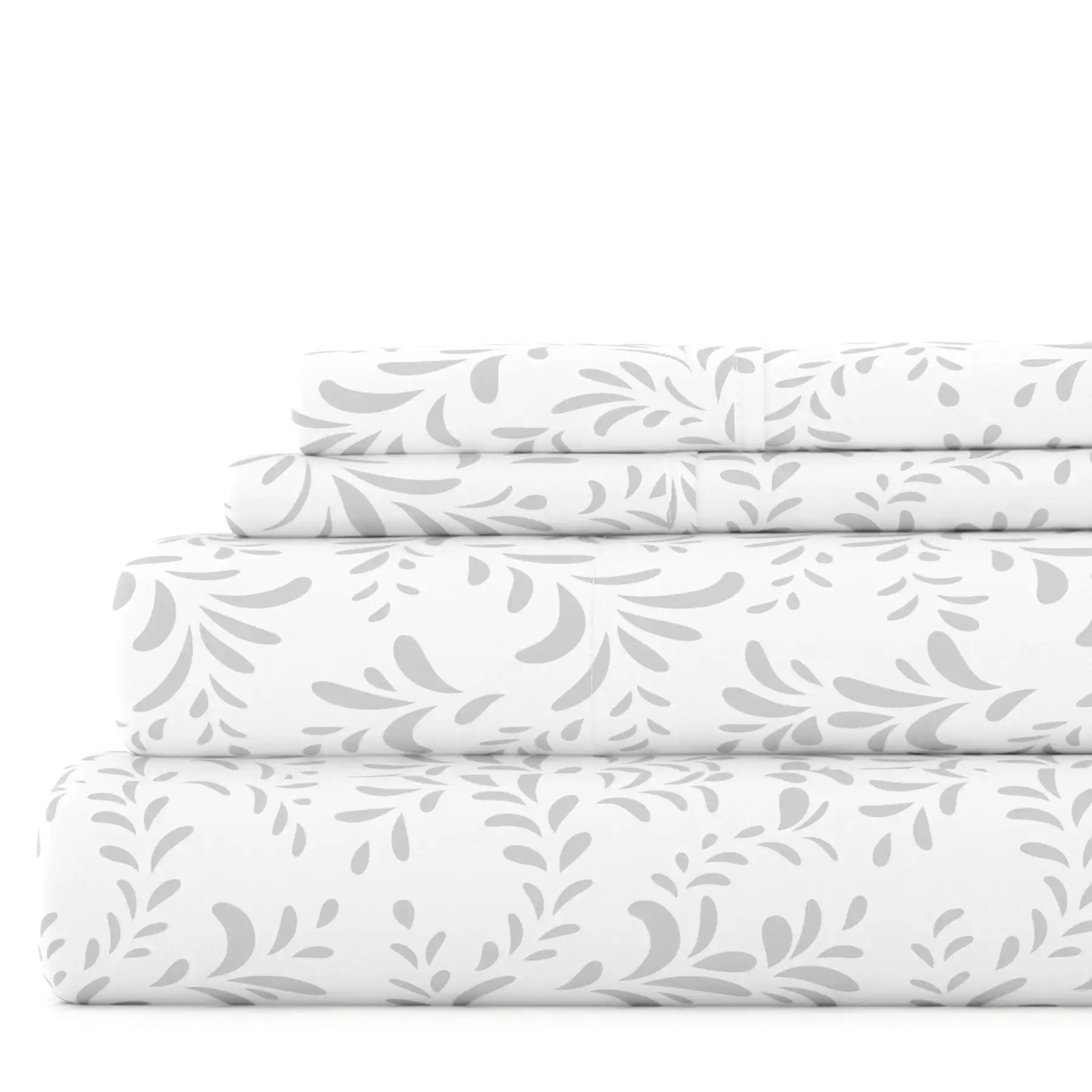 4 Piece Pattern Microfiber Bed Sheets Set, Light Gray Ultra Burst of Vines, Full
4 Piece Pattern Microfiber Bed Sheets Set, Light Gray Ultra Burst of Vines, Full