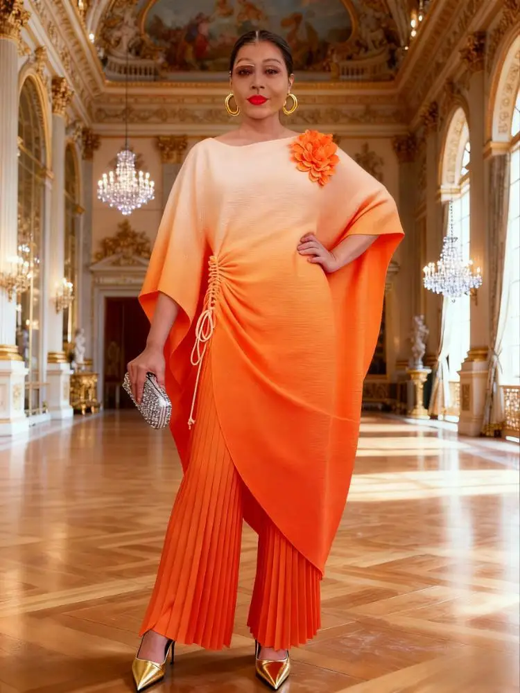 Осень 2023, новый свободный костюм постепенного изменения цвета, модный плиссированный топ с круглым вырезом, свободные широкие брюки, плиссированный комплект из двух предметов
Осень 2023, новый свободный костюм постепенного изменения цвета, модный плиссированный топ с круглым вырезом, свободные широкие брюки, плиссированный комплект из двух предметов