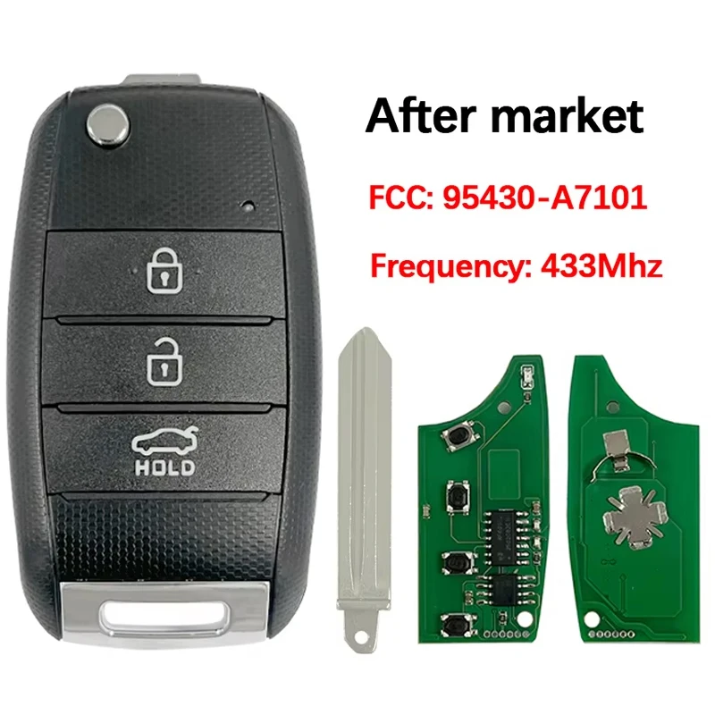CN051006 Aftermarket 3 Buttons Smart Key FCC OKA-870T PN 95430-A7100 4D70 Chip 433MHz Keyless Go For Kia Cerato 2013-2018
CN051006 Aftermarket 3 Buttons Smart Key FCC OKA-870T PN 95430-A7100 4D70 Chip 433MHz Keyless Go For Kia Cerato 2013-2018