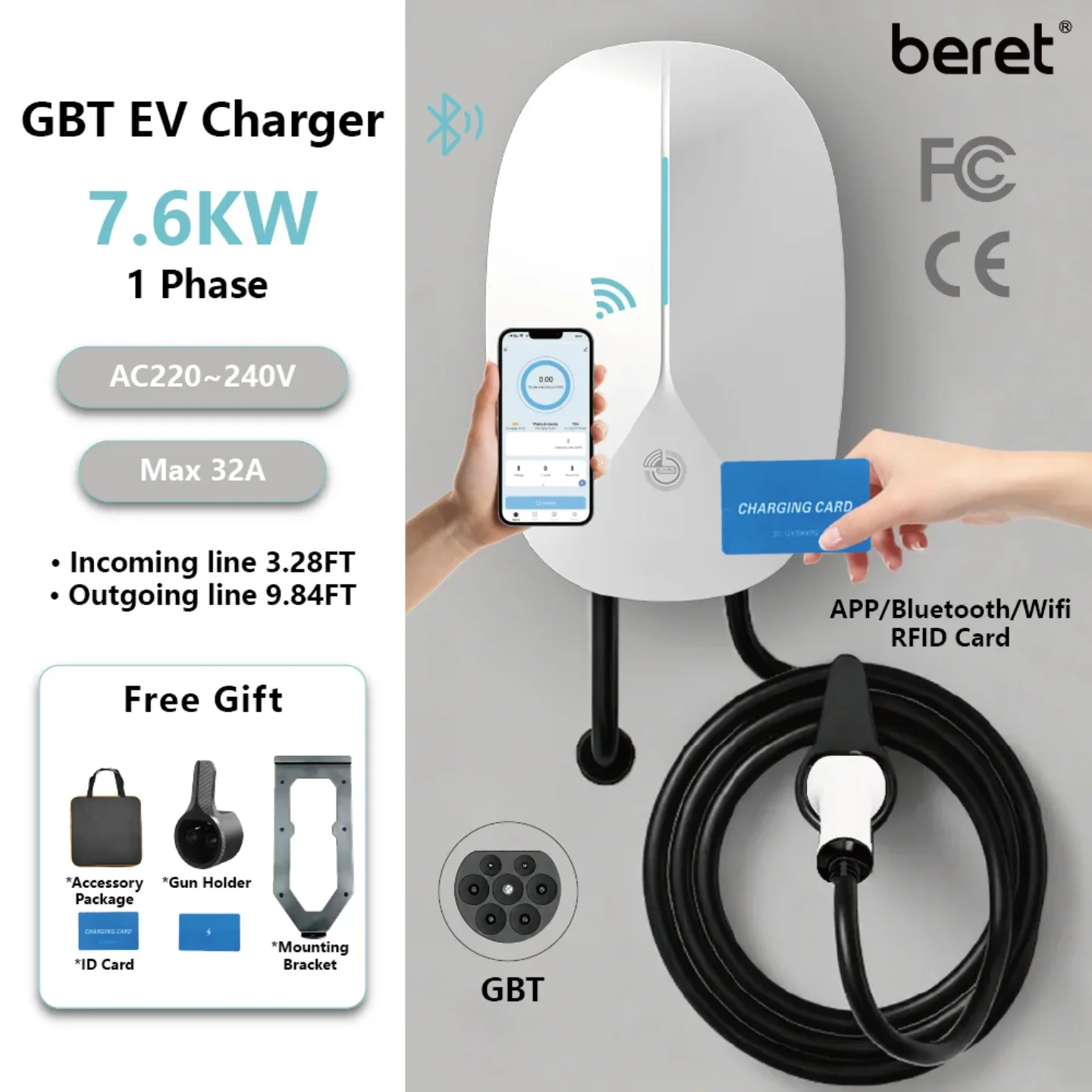 Smart Voice Control EV Charging Station Wallbox Charger 7KW 1Phase 5M for GBT Cars Electric Vehicle
Smart Voice Control EV Charging Station Wallbox Charger 7KW 1Phase 5M for GBT Cars Electric Vehicle