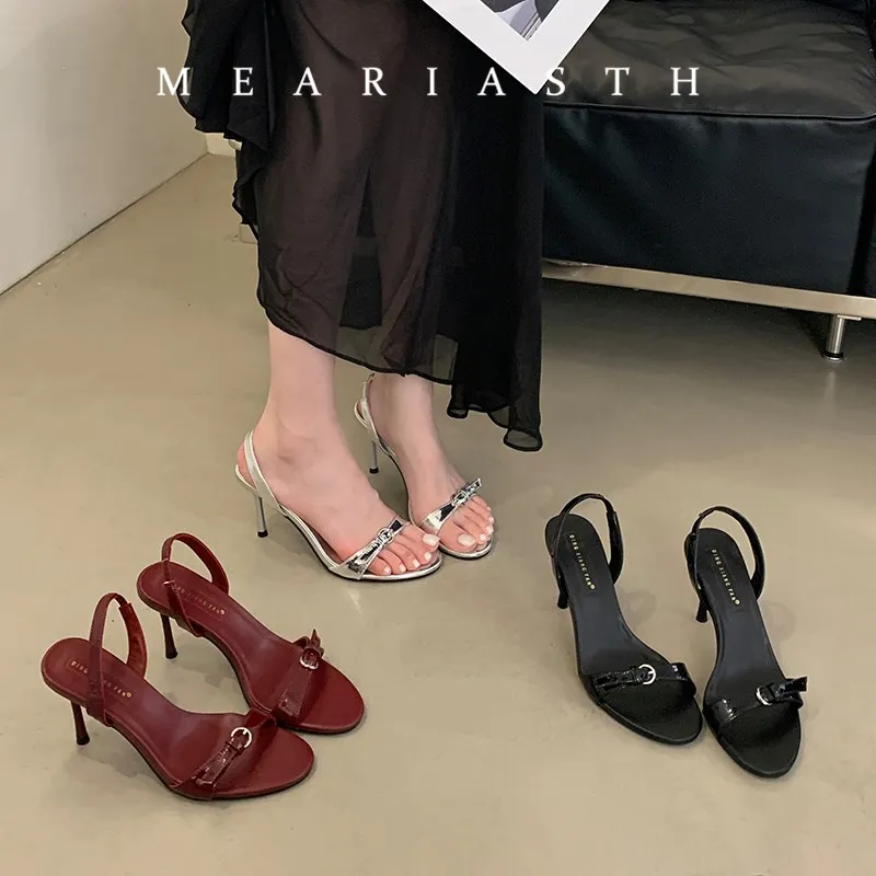 Silver Heels Sandals Ladies Summer Open Toe Shoes 8cm Stiletto High Heeled Sandals Sexy Belt Buckle Burgundy Office Shoes Female
Silver Heels Sandals Ladies Summer Open Toe Shoes 8cm Stiletto High Heeled Sandals Sexy Belt Buckle Burgundy Office Shoes Female