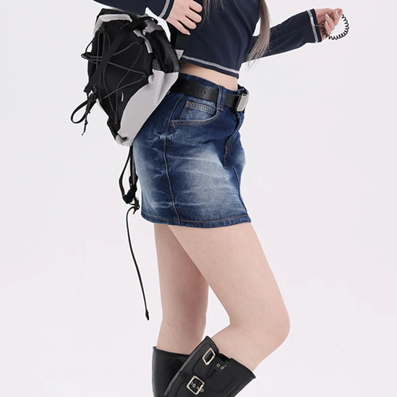 Aesthetic Grunge High Waist Jeans A-line Skirt Y2K Vintage Women Korean Blue Casual Belts Short Denim Mini Skirts
Aesthetic Grunge High Waist Jeans A-line Skirt Y2K Vintage Women Korean Blue Casual Belts Short Denim Mini Skirts