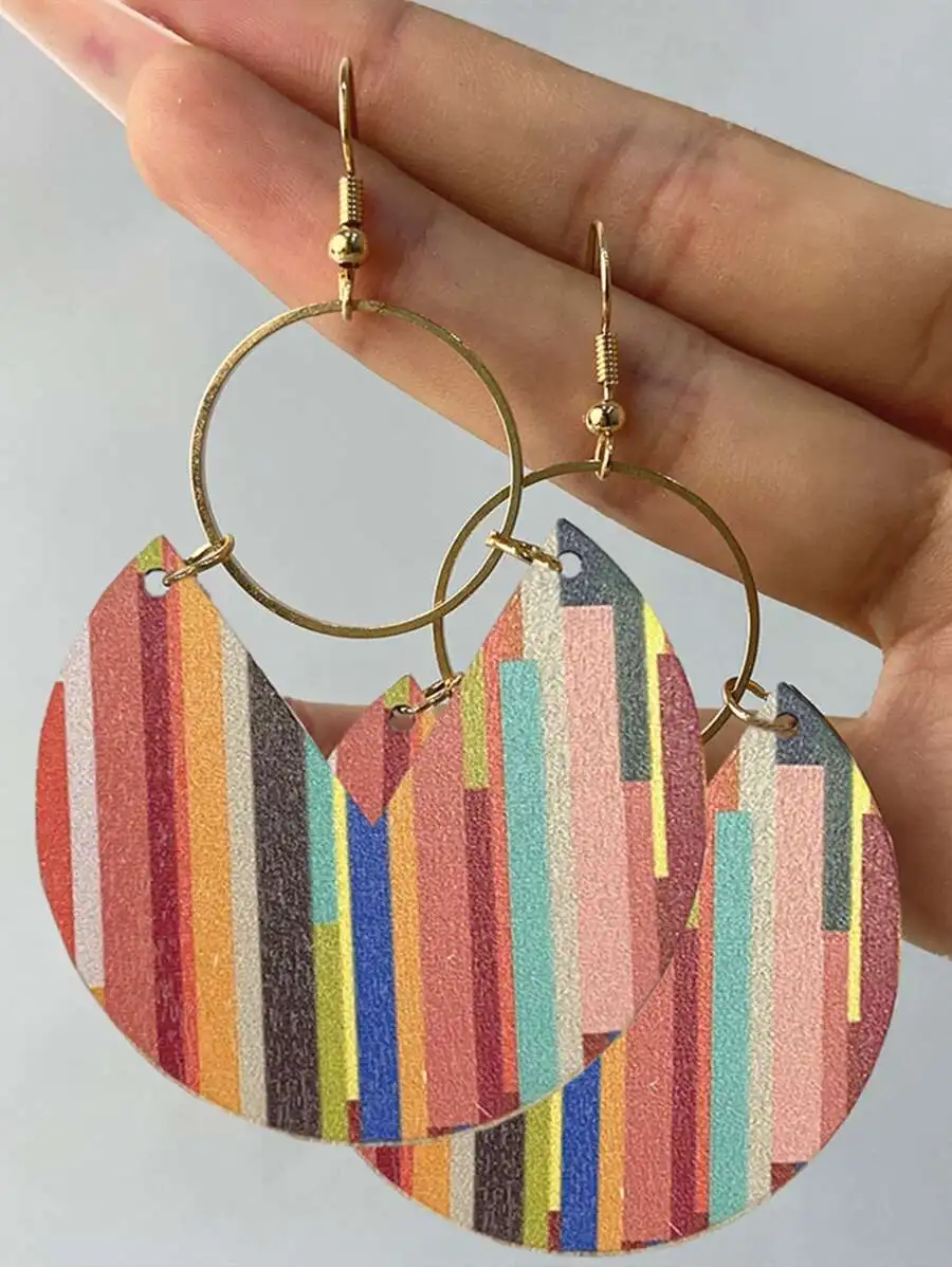 Artistic Multihued Vertical Stripe Wooden Fan Drop Earrings For Women Party Gift Accessory
Artistic Multihued Vertical Stripe Wooden Fan Drop Earrings For Women Party Gift Accessory