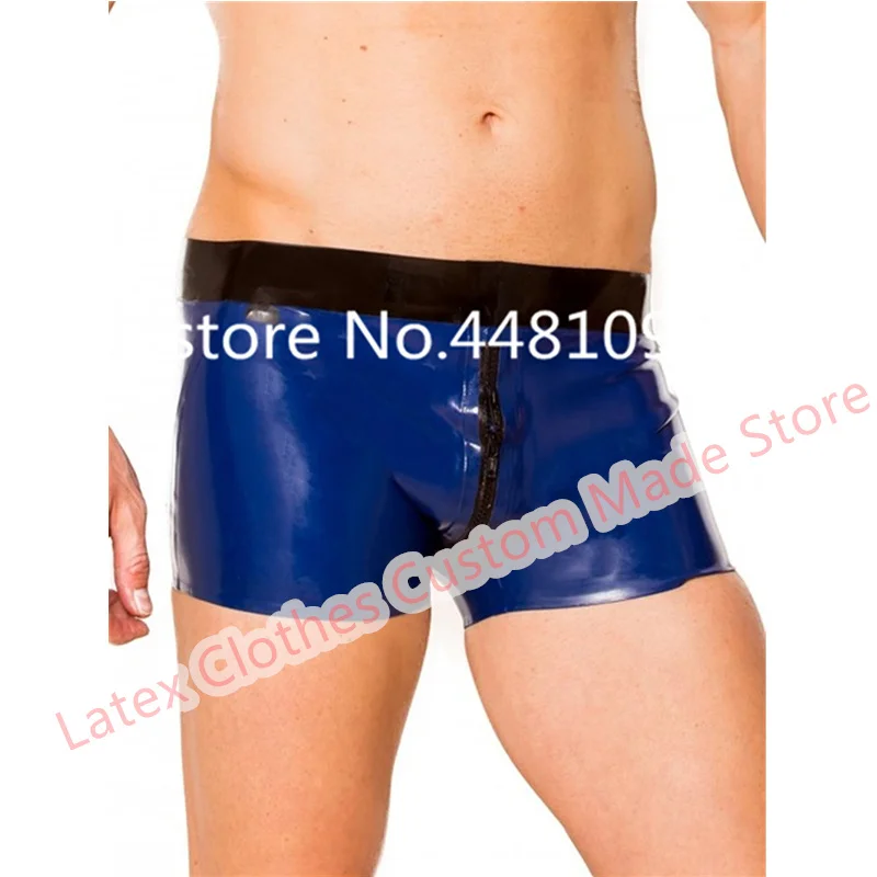 Latex Shorts Panties Blue with Black Front Crotch Zip Sexy Short Pants Rubber Men's U Pouch (no back zip)
Latex Shorts Panties Blue with Black Front Crotch Zip Sexy Short Pants Rubber Men's U Pouch (no back zip)