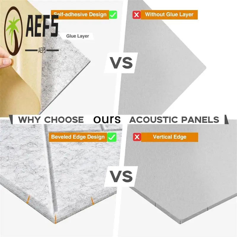 AEF5-12 Pack Self Adhesive Acoustic Panels, 12 X 12 X 0.4Inch Sound Proof Acoustic Foam, For Home Studio Office (Silver Gray) Du
AEF5-12 Pack Self Adhesive Acoustic Panels, 12 X 12 X 0.4Inch Sound Proof Acoustic Foam, For Home Studio Office (Silver Gray) Du