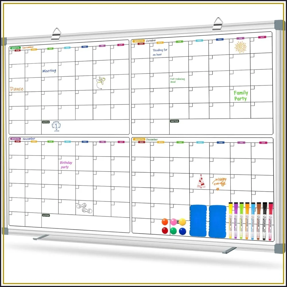 4 Month Magnetic Dry Erase Board 36x24, Calendar Whiteboard for Wall, Planning Board for Office School Home
4 Month Magnetic Dry Erase Board 36x24, Calendar Whiteboard for Wall, Planning Board for Office School Home