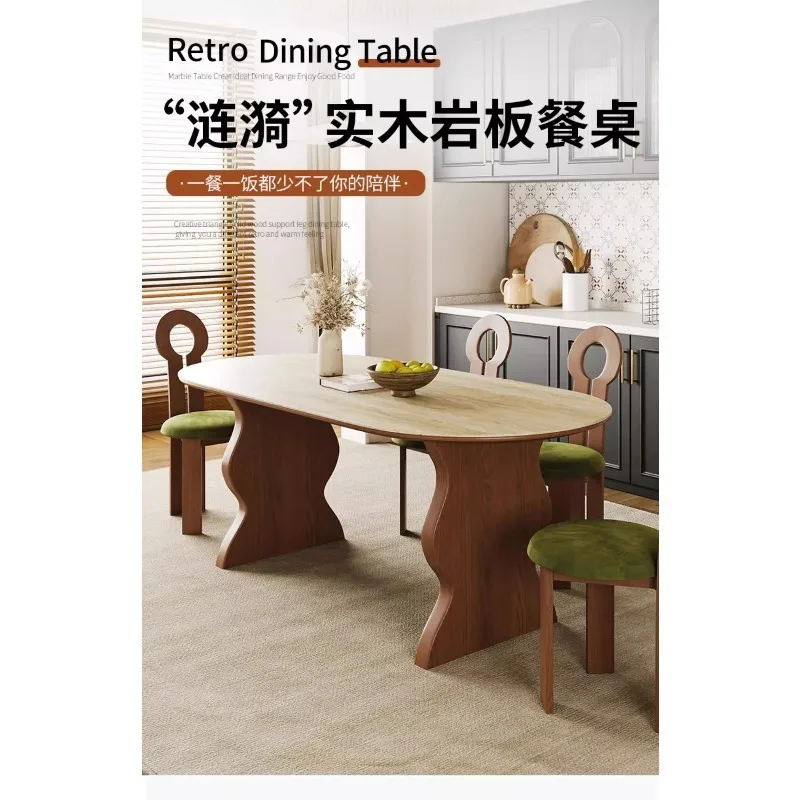 JYA12Retro solid wood rock slab dining table rectangular home dining table modern minimalist
JYA12Retro solid wood rock slab dining table rectangular home dining table modern minimalist
