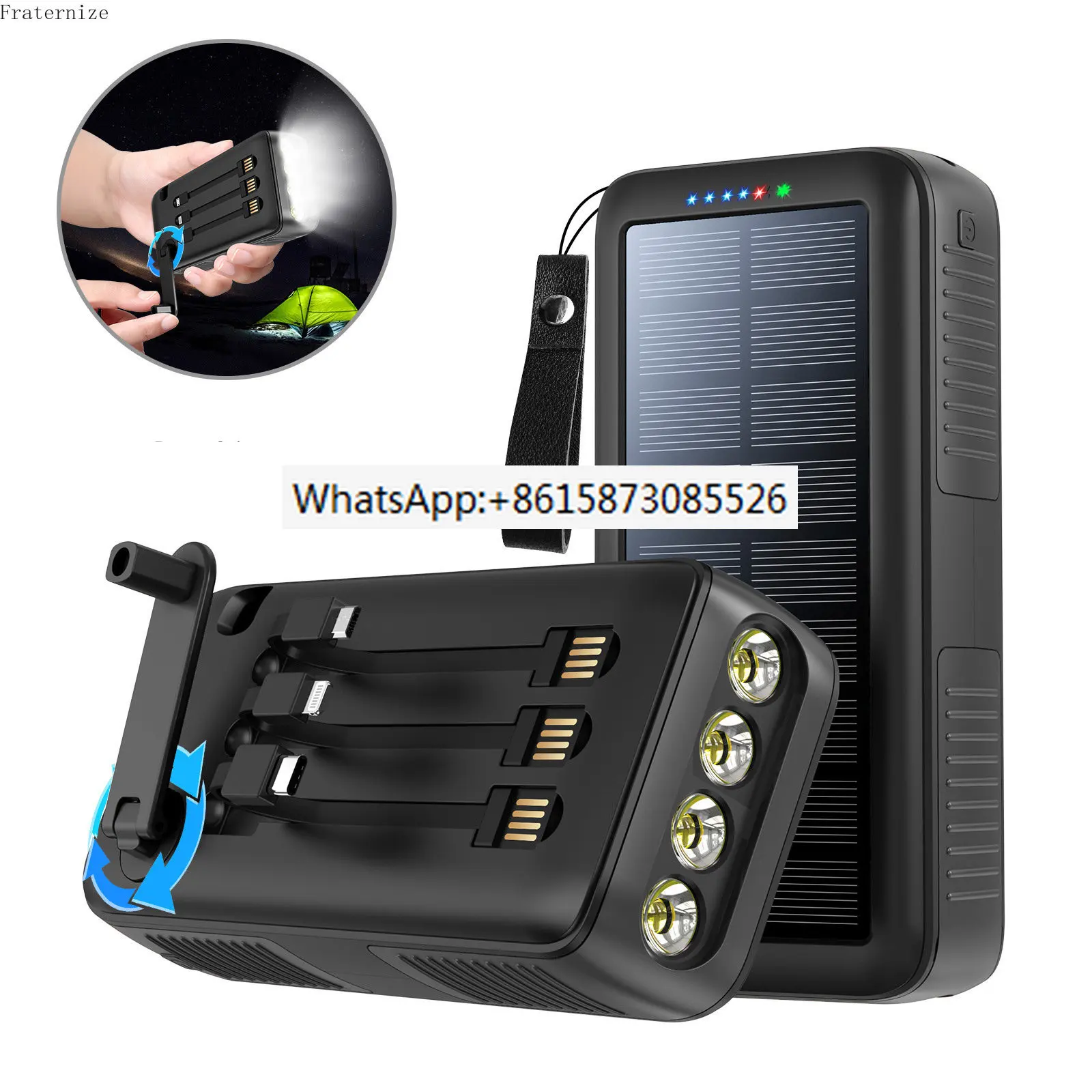 Solar Power Bank 60000mAh Portable quick solar Charger External Battery Pack Built-in Cables Flashlight outdoor Hand shake Power
Solar Power Bank 60000mAh Portable quick solar Charger External Battery Pack Built-in Cables Flashlight outdoor Hand shake Power