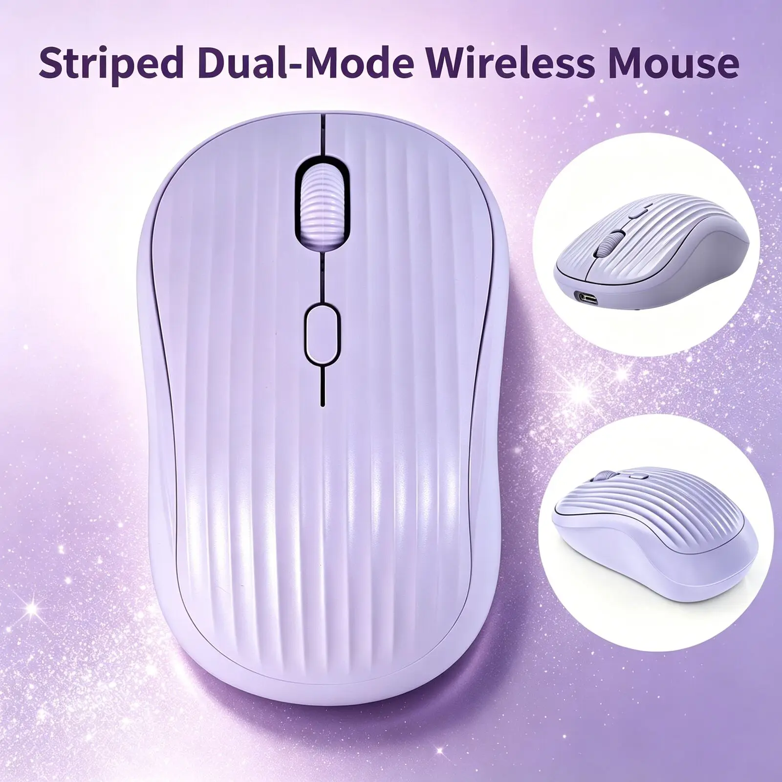 Striped Ergonomic Wireless Mouse, Dual-Mode 2.4G + Bluetooth Silent Mice, Plug-and-Play Portable for PC Laptop Home & Office
Striped Ergonomic Wireless Mouse, Dual-Mode 2.4G + Bluetooth Silent Mice, Plug-and-Play Portable for PC Laptop Home & Office