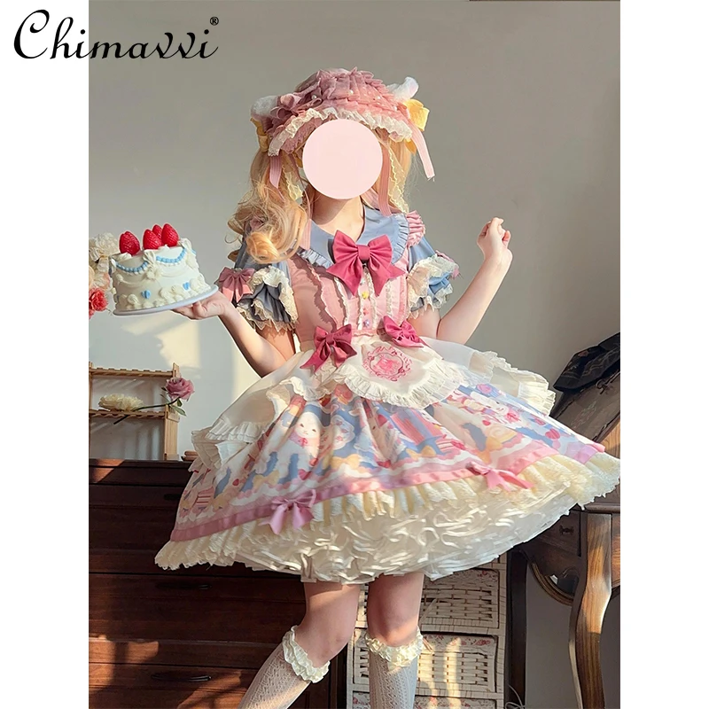 Blue Pink Cute Short-sleeved Lolita OP Dress 2025 Spring and Summer New Sweet Bow High-waisted Kawaii Puffy Princess Dress
Blue Pink Cute Short-sleeved Lolita OP Dress 2025 Spring and Summer New Sweet Bow High-waisted Kawaii Puffy Princess Dress