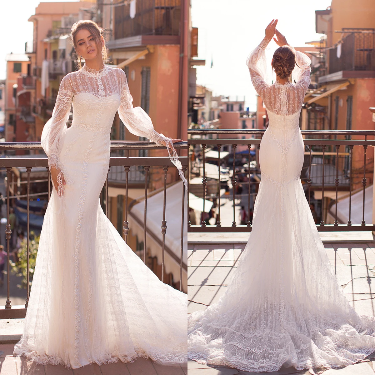 Spring Bohemian Mermaid Wedding Dress Sheer High Neck Cape Full Sleeve Bridal Gowns Vestido De Fiesta Customised Bride Dress
Spring Bohemian Mermaid Wedding Dress Sheer High Neck Cape Full Sleeve Bridal Gowns Vestido De Fiesta Customised Bride Dress