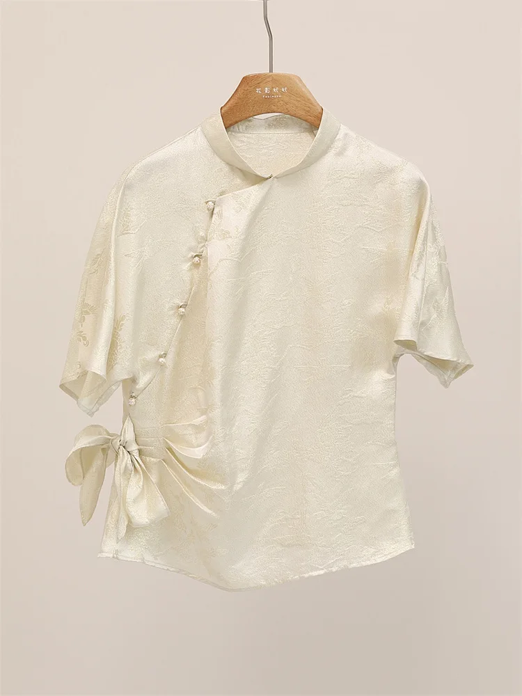 Slimming Floral Embroidery Silk irt Women's Stand Collar Asymmetrical Hem Gathered Waist Slim Fit Summer irt Fanyoo
Slimming Floral Embroidery Silk irt Women's Stand Collar Asymmetrical Hem Gathered Waist Slim Fit Summer irt Fanyoo