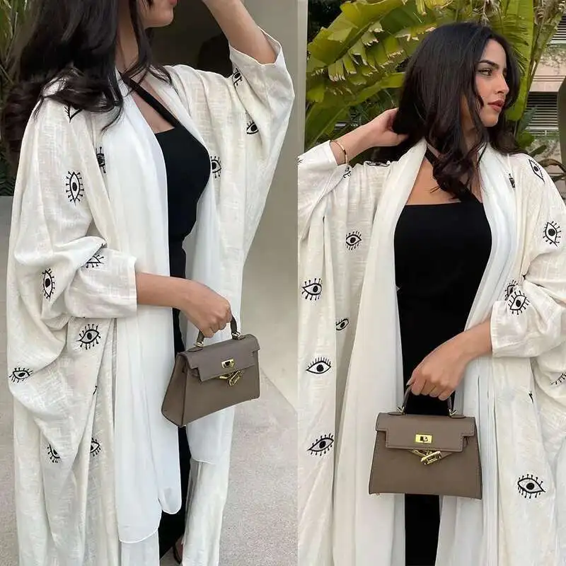 Mq173 Women's Embroidered Cardigan Robe Dress White Linen Abaya Outerwear Women's Clothing Ramadan Dubai Luxury Islam Elegant
Mq173 Women's Embroidered Cardigan Robe Dress White Linen Abaya Outerwear Women's Clothing Ramadan Dubai Luxury Islam Elegant