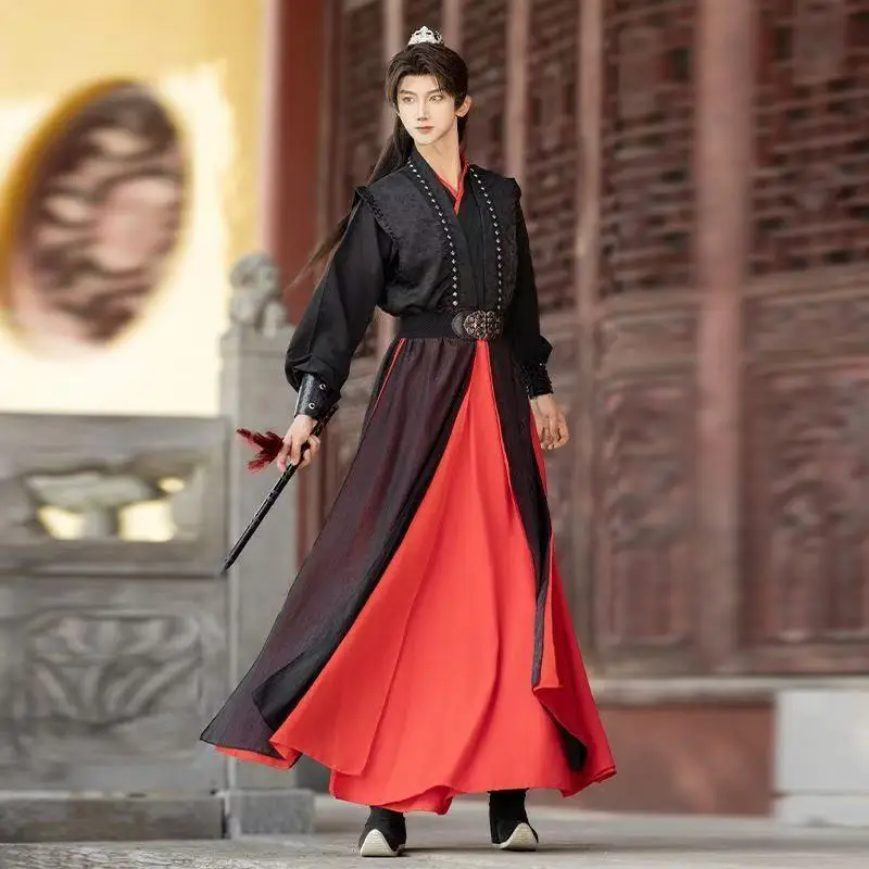 Youthful Sense Anime Black Hanfu Boys Han Elements Traditional Cross Collar Jacquard Suit Trendy Cool Swordsman Cosplay Costume
Youthful Sense Anime Black Hanfu Boys Han Elements Traditional Cross Collar Jacquard Suit Trendy Cool Swordsman Cosplay Costume